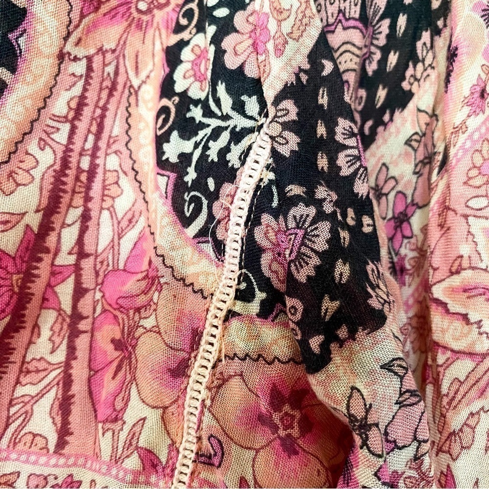 Spell Top Aloha Fox Floral Tassels Pink Boho Flowy Beach Watermelon XS GUC - Picture 7 of 11